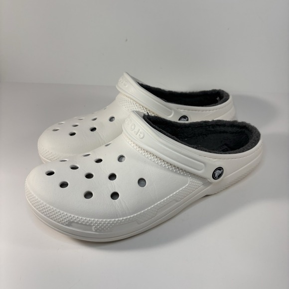 CROCS Other - White Crocs Dual Comfort Gray Fleece Lined Clogs Shoe - Size Men's 12